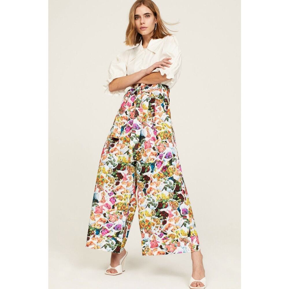 Adam Lippes Multicolor Floral Printed Wide Leg Culotte‎ Size 2 (MSRP $1290)